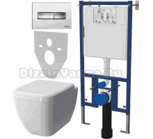 Комплект Унитаз подвесной VitrA Shift 7742B003-0075 крышка NKP Dolce 0406, безободковый, с микролифтом + Система инсталляции для унитазов DIWO 4501 + Кнопка смыва DIWO 7322 хром