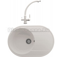 Комплект Мойка кухонная Domaci Солерно DN 750-01 жасмин + Смеситель для кухни Domaci Солерно UQ-017-01 жасмин