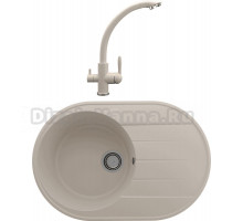 Комплект Мойка кухонная Domaci Солерно DN 750-02 лен + Смеситель для кухни Domaci Солерно UQ-017-02 лен