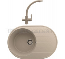 Комплект Мойка кухонная Domaci Солерно DN 750-03 десерт + Смеситель для кухни Domaci Солерно UQ-017-03 десерт