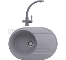 Комплект Мойка кухонная Domaci Солерно DN 750-05 бетон + Смеситель для кухни Domaci Солерно UQ-017-05 бетон