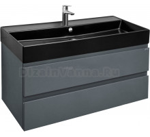 Тумба с раковиной Jacob Delafon Madeleine 100 серая матовая, раковина черная