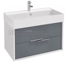 Тумба с раковиной Jacob Delafon Vivienne 80 белая блестящая, серый матовый, раковина белая матовая