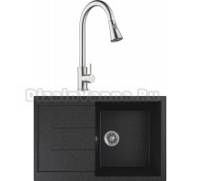 Комплект Мойка кухонная Domaci Бьелла DMC-25 черная + Смеситель для кухни Domaci Равенна D99-120st