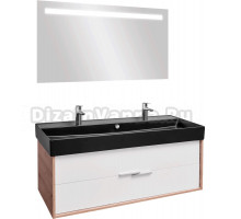 Мебель для ванной Jacob Delafon Vivienne 120 дуб давос, белая блестящая, раковина черная