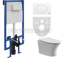 Комплект Унитаз подвесной STWORKI Дублин Db-01UP безободковый + Система инсталляции для унитазов STWORKI 510162 + кнопка смыва
