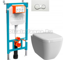 Комплект Унитаз подвесной VitrA Shift 7742B003-0075 с микролифтом + Крышка-сиденье NKP Dolce 0406 с микролифтом + Система инсталляции для унитазов VitrA 800-2009 с кнопкой смыва, белая