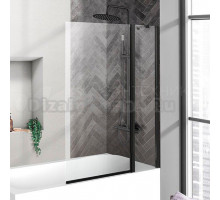 Шторка на ванну BelBagno Uno V-11-100/150-C-Nero профиль черный, стекло прозрачное