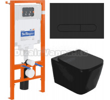 Комплект Унитаз подвесной BelBagno Ardente-c BB3202CHR-MB крышка BB3202SC-MB, безободковый, с микролифтом + Система инсталляции для унитазов BelBagno BB002-80 с кнопкой смыва BB007-PR-Nero.m