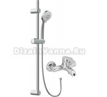 Смеситель для ванны с душем MEGA City MG-ZRV103 + Душевой гарнитур Cersanit Vibe 63067 хром