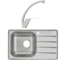 Комплект Мойка кухонная Domaci Равенна Rand DGR 780*480 (6) L2TG L + Смеситель для кухни MEGA Mega MG-BMK016 хром