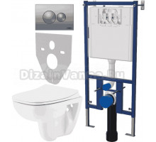 Комплект Унитаз подвесной Seramiksan Petite A101002H с микролифтом + Система инсталляции для унитазов DIWO 4501 + Кнопка смыва DIWO 7311 хром матовый