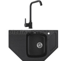 Комплект Мойка кухонная Domaci Бьелла DMC-10 черная + Смеситель для кухни MEGA Ege MG-PL10-B черный