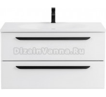 Тумба с раковиной Cezares Eco 75, bianco opaco, 2 ящика, ручки черные