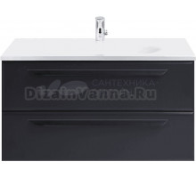 Тумба с раковиной Cezares Eco 75, grafito, 2 ящика, ручки черные