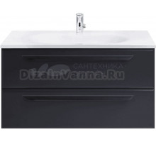 Тумба с раковиной Cezares Eco 90, grafito, 2 ящика, ручки черные