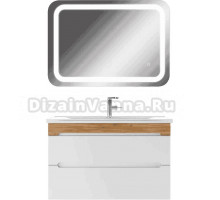 Мебель для ванной Домино Maestro 80 дуб вотан, белая, раковина Мадера Milen