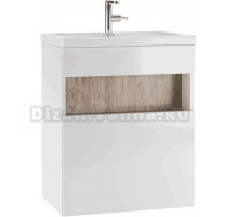 Тумба с раковиной Домино Fortuna 60 дуб вотан, белая
