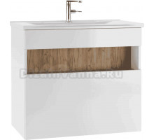 Тумба с раковиной Домино Fortuna 80, дуб вотан, белая, раковина Andrea Elen