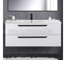 Тумба с раковиной Cezares Eco Cer 120, bianco lucido, ручки черные