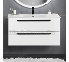 Тумба с раковиной Cezares Eco Cer 80, bianco opaco, ручки черные