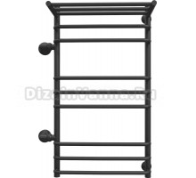 Полотенцесушитель водяной EWRIKA Сафо ИДЗ 100х50, черный, с полкой, с боковым подключением 50 слева