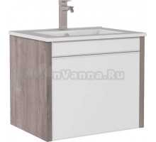 Тумба с раковиной Домино Quadro 60, дуб серый, белая