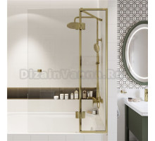 Шторка на ванну STWORKI Орхус распашная, 90, профиль золото, прозрачное стекло