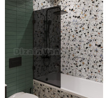 Шторка на ванну STWORKI Ольборг распашная, 70х140, профиль черный матовый, тонированное стекло