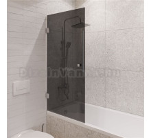 Шторка на ванну STWORKI Ольборг распашная, 70х140, профиль хром глянцевый, тонированное стекло