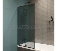 Шторка на ванну STWORKI Карлстад неподвижная, 70х140, профиль черный матовый, тонированное стекло