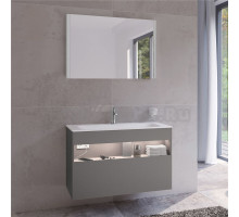 Мебель для ванной Keuco Stageline 32872 100 см, с подсветкой, розеткой и точкой зарядки USB и USB-C, инокс матовый
