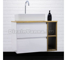 Тумба с раковиной Домино Frost 70, дуб вотан, белая