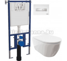 Комплект Унитаз подвесной DIWO Коломна 0700 с микролифтом + Система инсталляции для унитазов DIWO 4501 + Кнопка смыва DIWO 7320 белая D