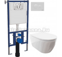 Комплект Унитаз подвесной DIWO Коломна 0700 с микролифтом + Система инсталляции для унитазов DIWO 4501 + Кнопка смыва DIWO 7310 белая D