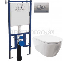 Комплект Унитаз подвесной DIWO Коломна 0700 с микролифтом + Система инсталляции для унитазов DIWO 4501 + Кнопка смыва DIWO 7311 хром матовый D