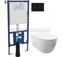 Комплект Унитаз подвесной DIWO Коломна 0700 с микролифтом + Система инсталляции для унитазов DIWO 4501 + Кнопка смыва DIWO 7313 черная матовая D