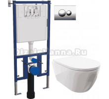 Комплект Унитаз подвесной DIWO Коломна 0700 с микролифтом + Система инсталляции для унитазов DIWO 4501 + Кнопка смыва DIWO 7312 хром D