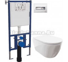Комплект Унитаз подвесной DIWO Коломна 0700 с микролифтом + Система инсталляции для унитазов DIWO 4501 + Кнопка смыва DIWO 7322 хром D