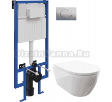 Комплект Унитаз подвесной DIWO Коломна 0700 с микролифтом + Система инсталляции для унитазов STWORKI 510162 + Кнопка смыва STWORKI 230823 хром матовый