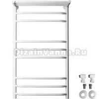 Полотенцесушитель водяной EWRIKA Сафо БР3 100х50, белый, с полкой, с монтажным набором