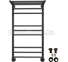 Полотенцесушитель водяной EWRIKA Сафо ИД1 100х50, черный, с полкой, с монтажным набором
