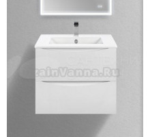 Тумба с раковиной Vincea Mia Slim 60, 2 ящика, белая глянцевая