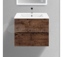 Тумба с раковиной Vincea Mia Slim 60, 2 ящика, темное дерево