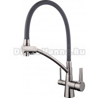 Смеситель для кухни Gappo G4398 с гибким изливом, сатин, серый