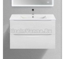 Тумба с раковиной Vincea Mia Slim 80, 2 ящика, белая глянцевая