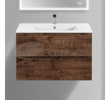 Тумба с раковиной Vincea Mia Slim 80, 2 ящика, темное дерево