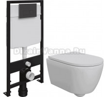 Комплект Унитаз подвесной DIWO Коломна 0700 + Система инсталляции для унитазов EWRIKA ProLT 0026-2020 с кнопкой смыва 0044 черной матовой