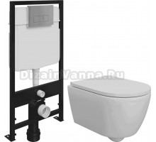 Комплект Унитаз подвесной DIWO Коломна 0700 + Система инсталляции для унитазов EWRIKA ProLT 0026-2020 с кнопкой смыва 0041 хром
