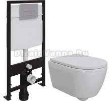Комплект Унитаз подвесной DIWO Коломна 0700 + Система инсталляции для унитазов EWRIKA ProLT 0026-2020 с кнопкой смыва 0040 хром матовый